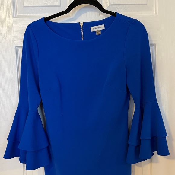Calvin Klein Blue Ruffle Sleeve Dress - Picture 3 of 3